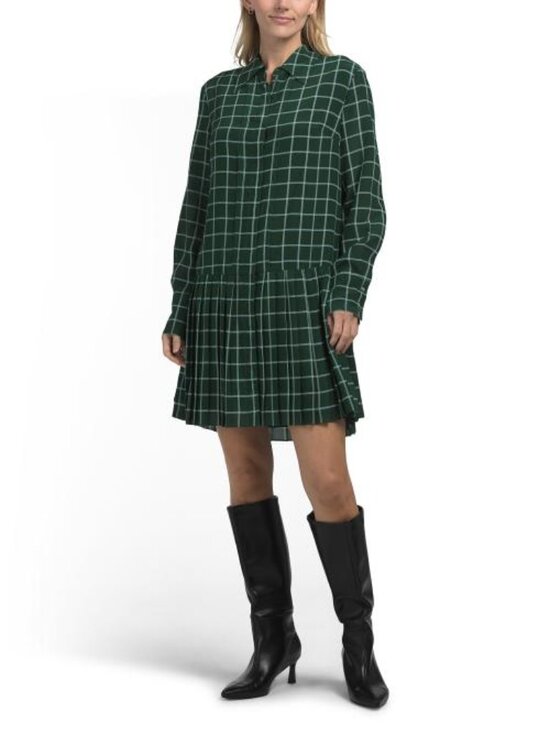 Rebecca Taylor Dresses & Skirts - REBECCA TAYLOR Silk Windowpane Pleated Mini Shirt Dress
